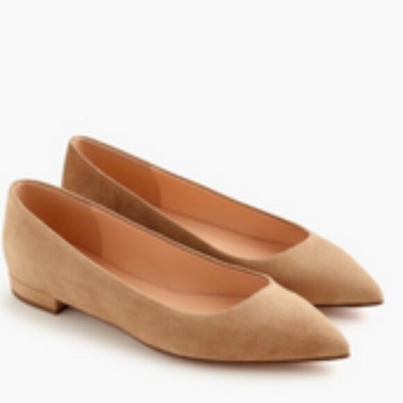 J.Crew Pointy Toe Flat Shoes in Ashen Brown Suede - Picture 1 of 15